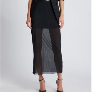 NEW Elegant Black Sheer Panel Skirt